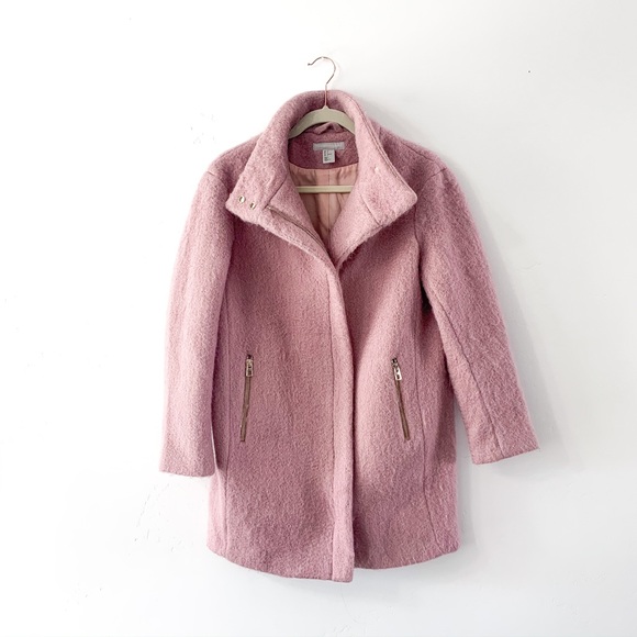 H&M Jackets & Blazers - H&M Dusty Pink Wool Blend Zip Coat